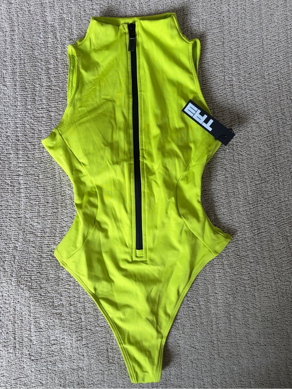 TA3 Sleeveless Surfy Thong one piece swimsuit zip front contour lace up xs short